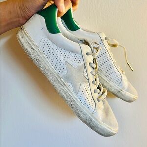 Golden goose alike White and Green Star Sneakers